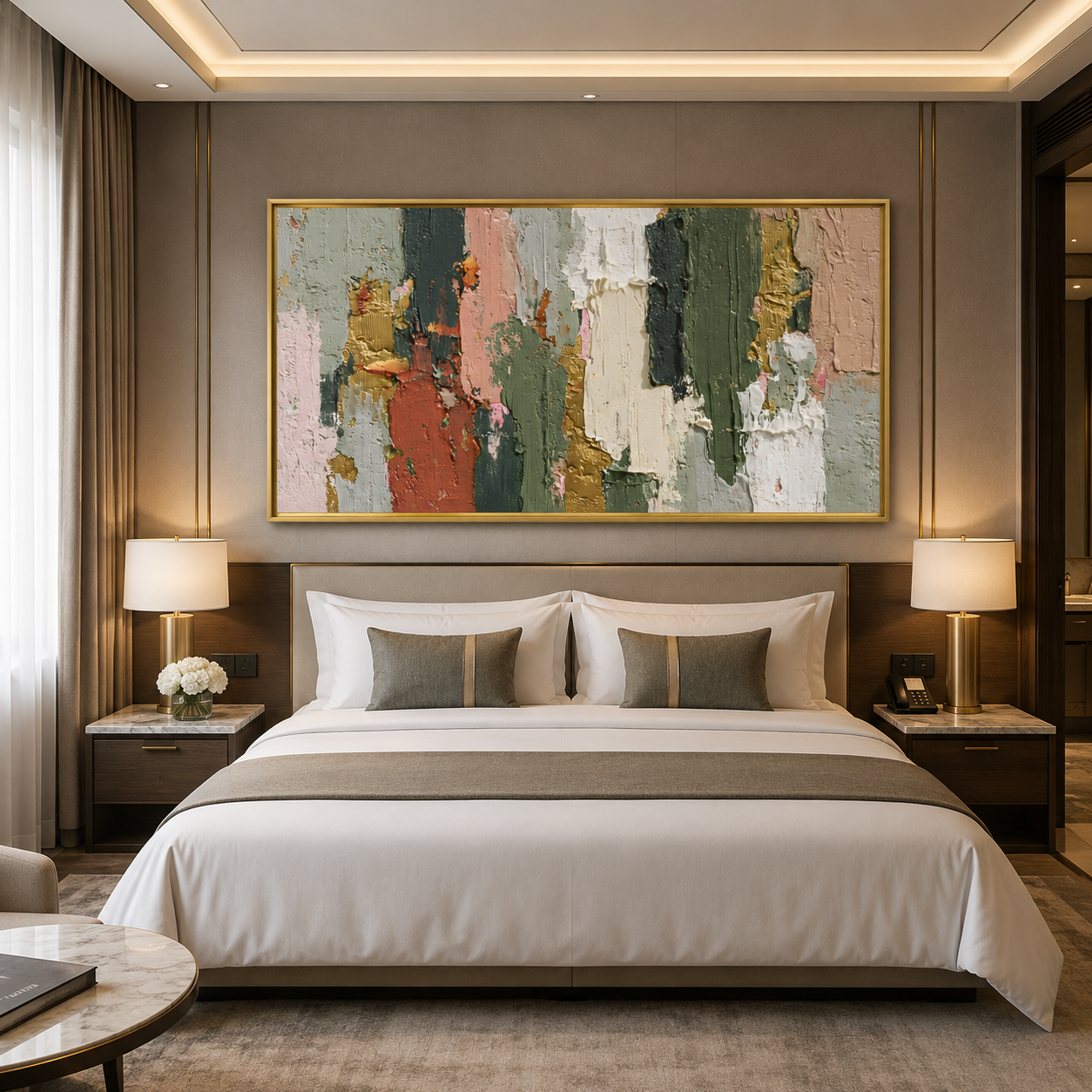 Rustic Earth Tone Abstract Texture Canvas Wall Art Painting