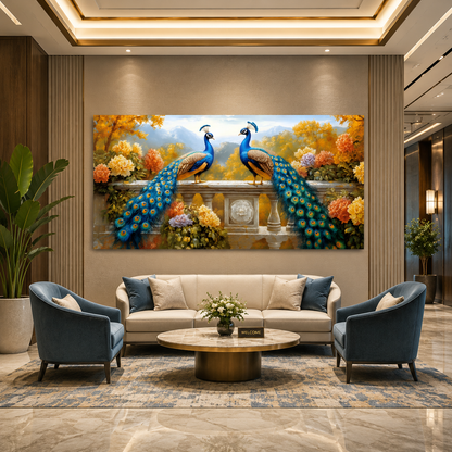Premium Peacock Vastu Canvas Art Painting for Elegant Interiors