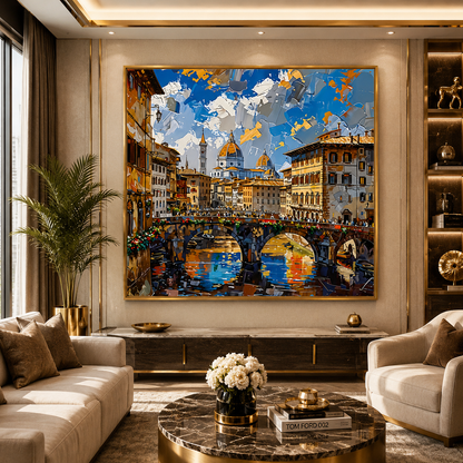 Florence Bridge Cityscape Canvas Wall Art Painting