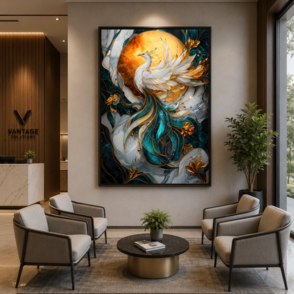 Phoenix Wall Art Modern Mythical Bird Canvas Artwork