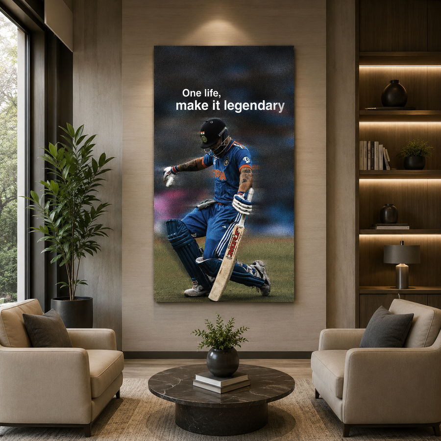 Virat Kohli One Life Make It Legendary Motivational Wall Art