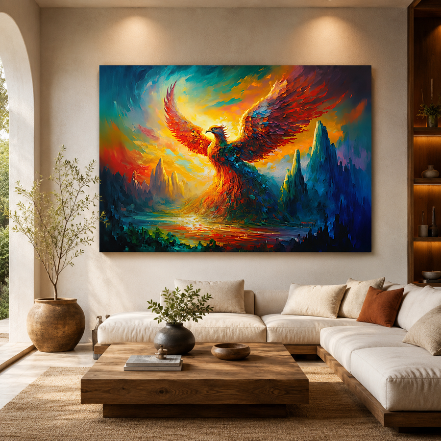 Phoenix Vastu Canvas Painting for Good Luck and Positive Energy