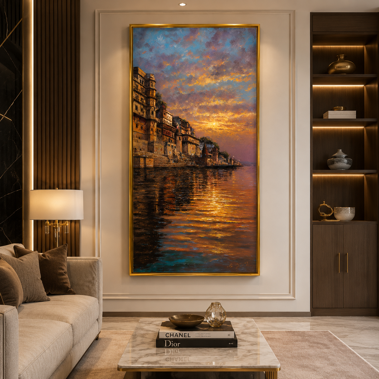 Banaras Ghats Canvas Painting Wall Art for Elegant Home Decor
