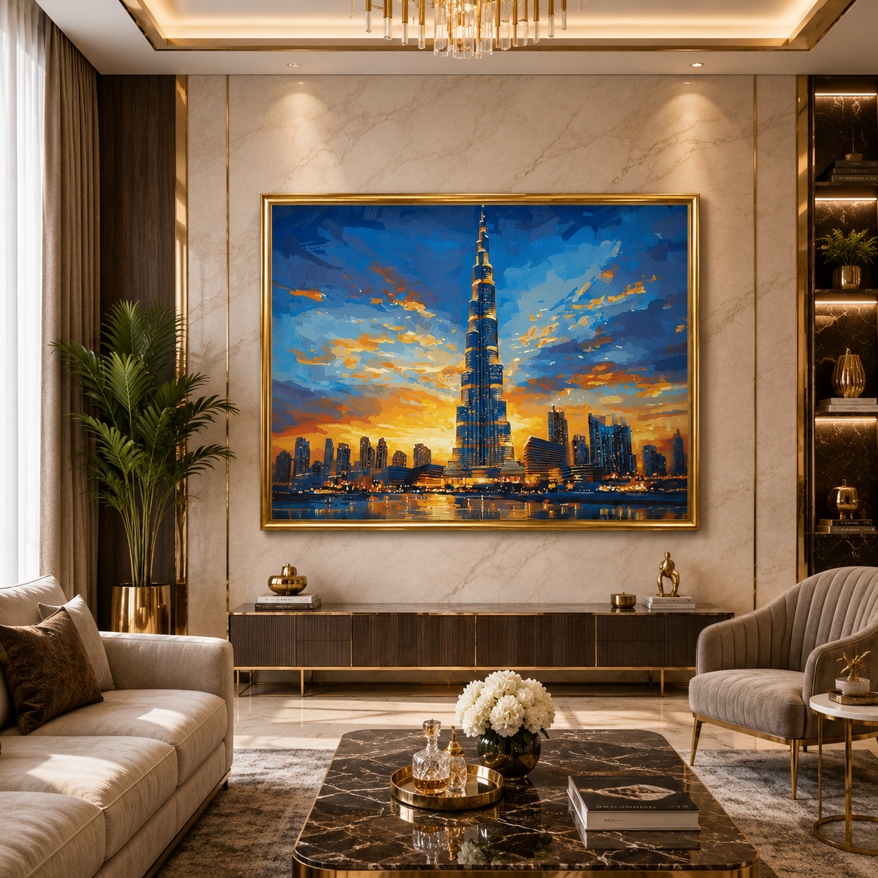 Burj Khalifa Sunset Skyline Canvas Wall Art Painting