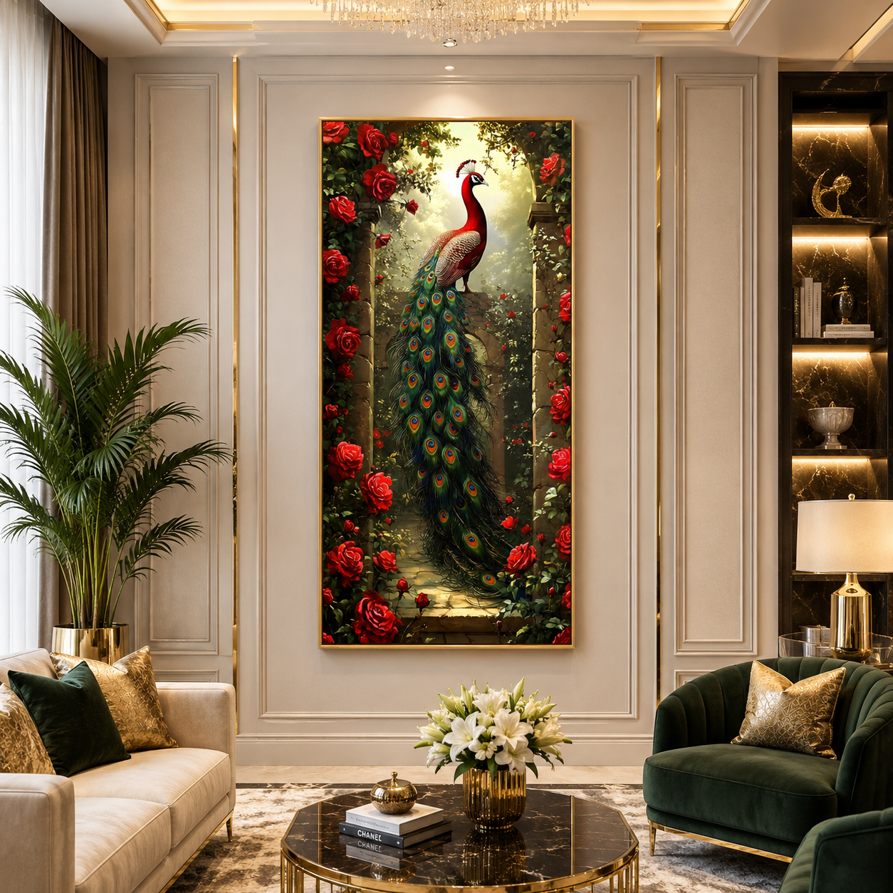Peacock Vastu Canvas Painting for Home & Office Wall Decor
