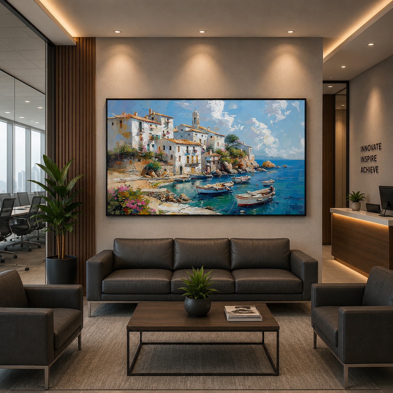 Coastal Mediterranean Village Canvas Wall Art
