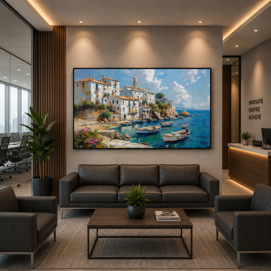 Coastal Mediterranean Village Canvas Wall Art