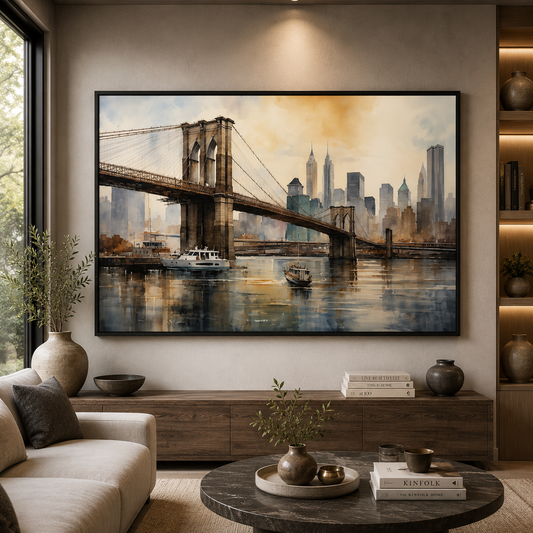Brooklyn Bridge Cityscape Canvas Wall Art
