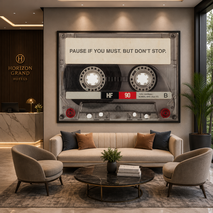 Pause If You Must But Don’t Stop Vintage Cassette Wall Art Print