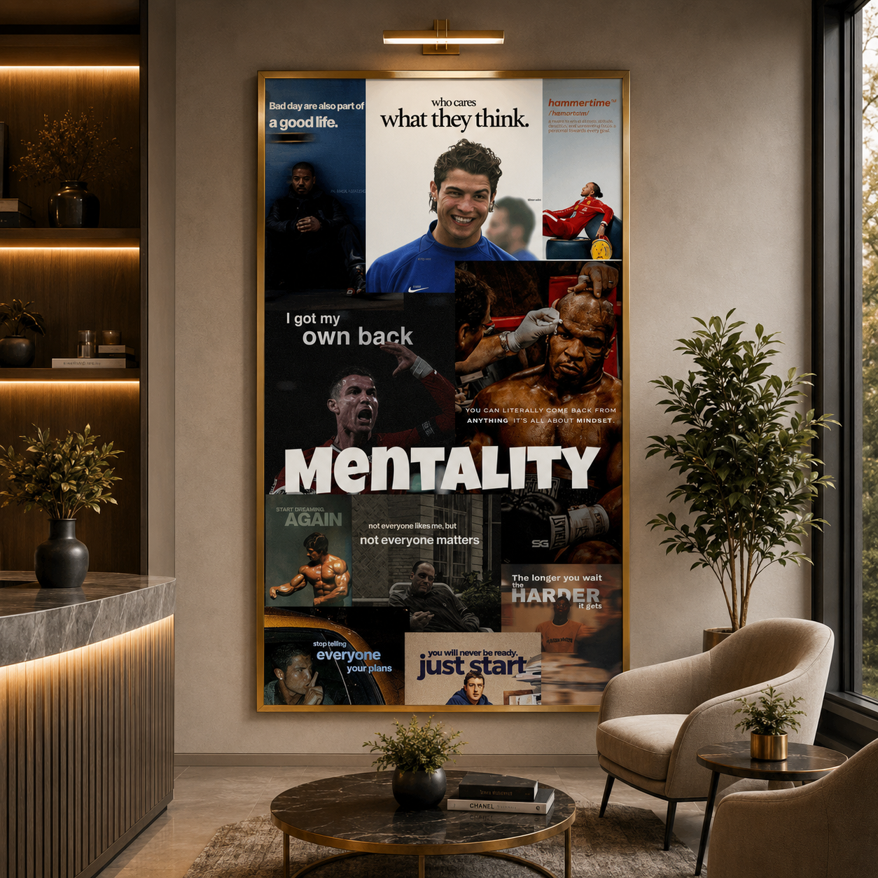 Mentality Motivation Collage Poster Inspirational Success Wall Art