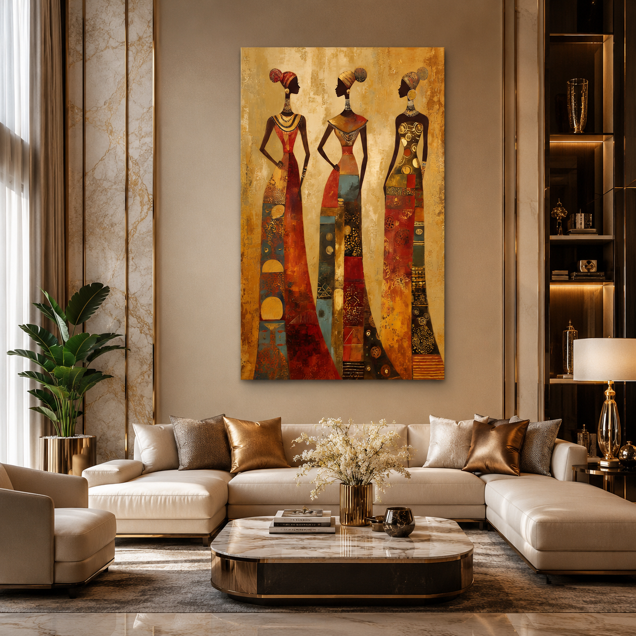 Luxury African Women Canvas Art Painting for Modern Interiors