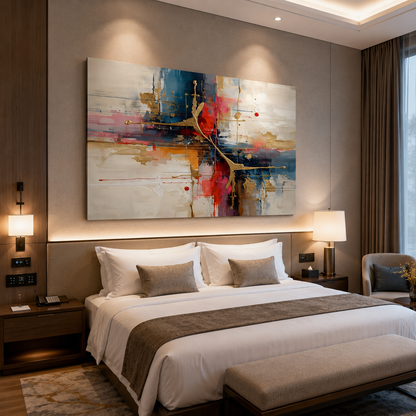 Modern Fusion Abstract Canvas Wall Art with Gold Accents