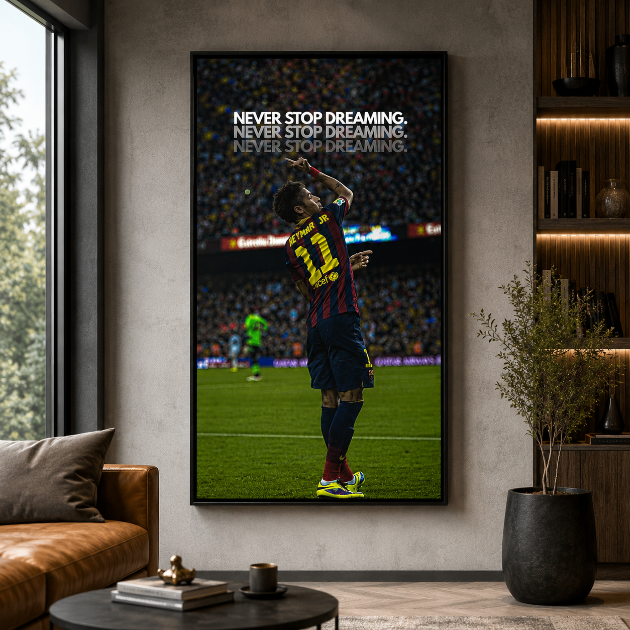 Never Stop Dreaming Football Motivational Wall Art Canvas
