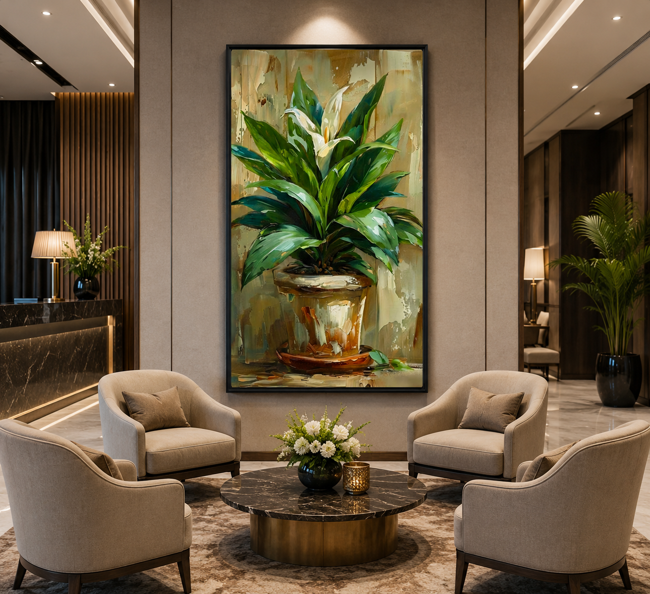 Peace Lily Botanical Canvas Wall Art for Modern Elegant Interiors