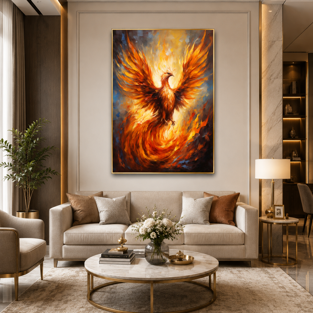 Phoenix Vastu Wall Art Canvas Painting for Positive Energy