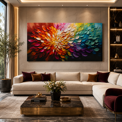 Luxury Color Burst Floral Abstract Canvas Wall Art Painting