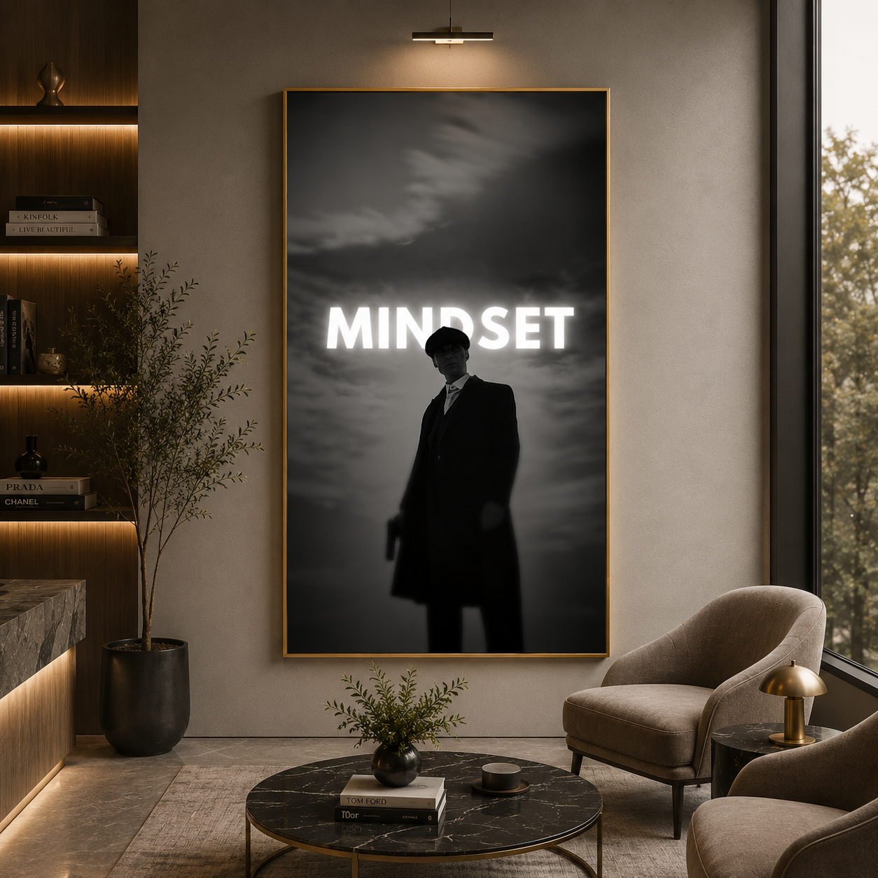 Mindset Motivational Black and White Success Wall Art Poster
