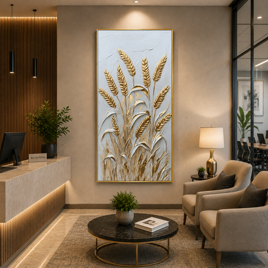 Golden Wheat Field Vertical Canvas Wall Art for Elegant Interiors