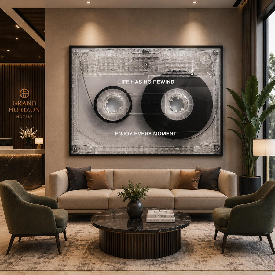 Life Has No Rewind Vintage Cassette Motivational Canvas Wall Art