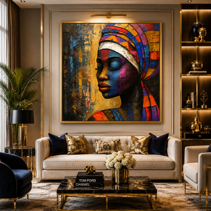 Abstract African Woman Portrait Canvas Wall Art for Luxury Decor