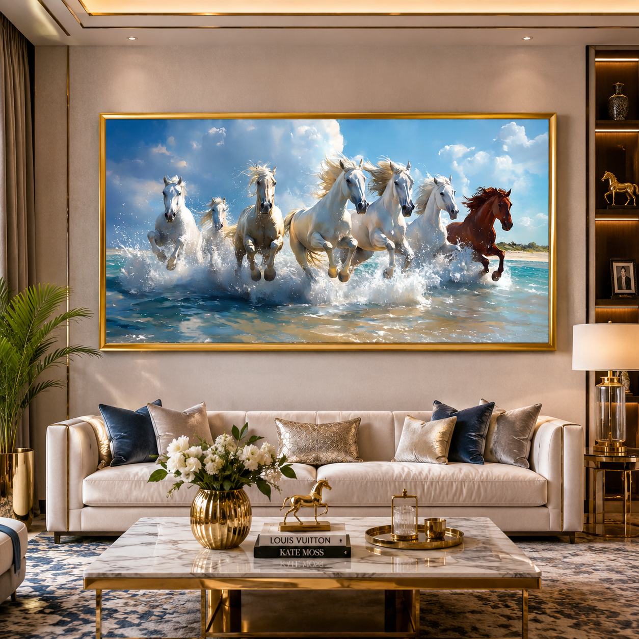 7 Running Horse Vastu Canvas Painting for Luxury Interiors