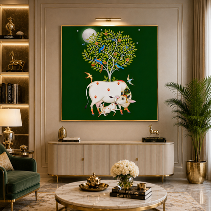 Sacred Cow Tree of Life Spiritual Canvas Wall Art