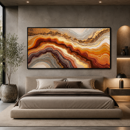 Amber Flow Abstract Wall Art – Luxury Earth Tone Modern Canvas