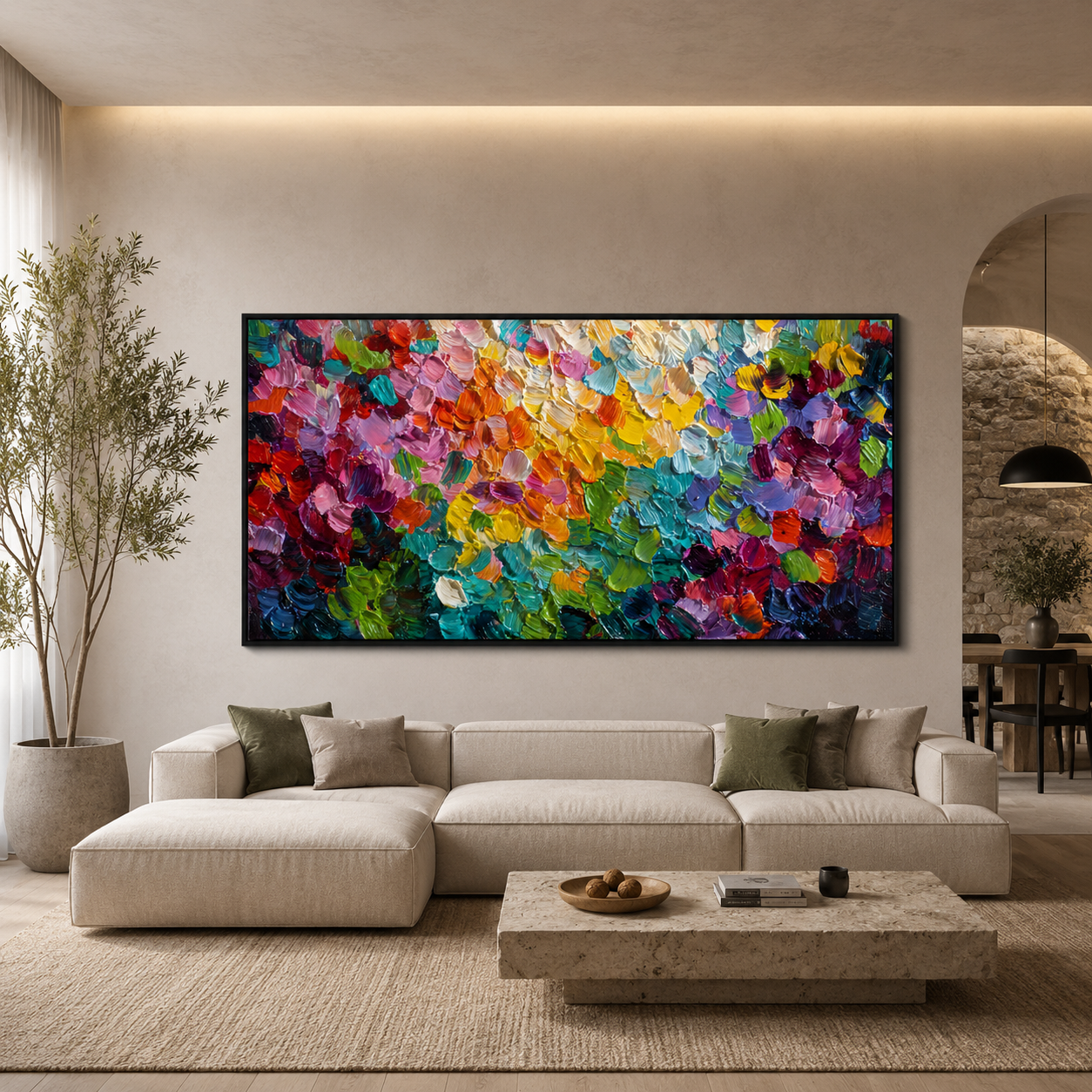 Chromatic Bloom Abstract Wall Art – Vibrant Multicolor Modern Canvas