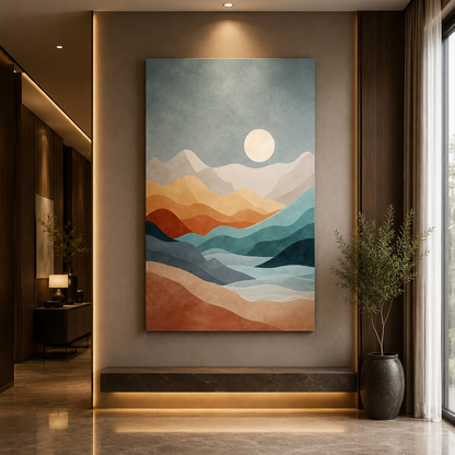 Minimalist Mountain Landscape Abstract Canvas Wall Art Painting