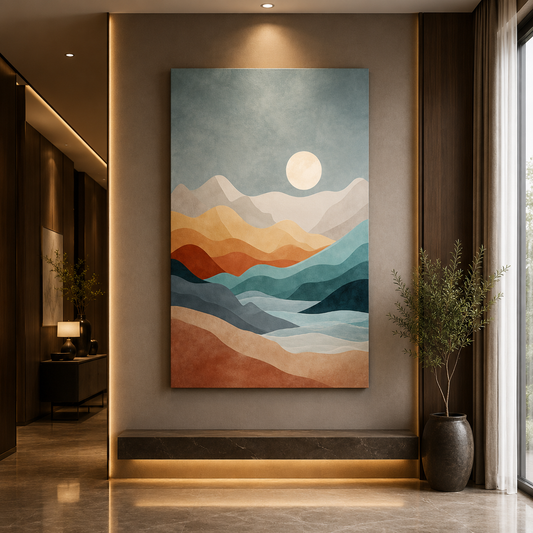 Minimalist Mountain Landscape Abstract Canvas Wall Art Painting