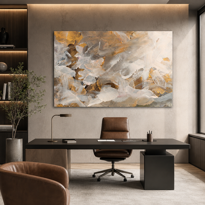 Golden Whisper Abstract Luxury Canvas Wall Art Painting