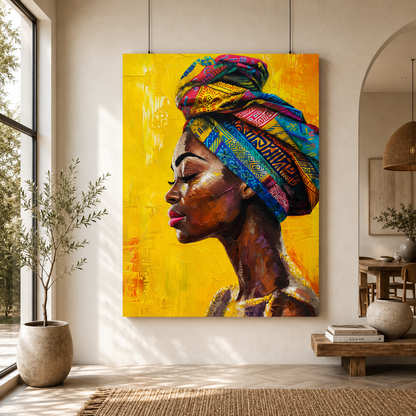 African Woman Portrait Canvas Wall Art for Luxury Interiors