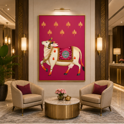 Royal Sacred Cow Pink Lotus Heritage Canvas Wall Art