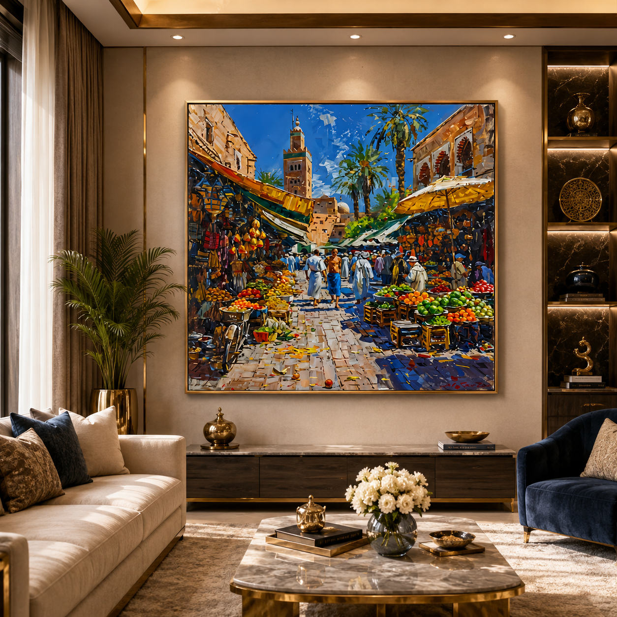 Moroccan Market Street Canvas Wall Art Painting