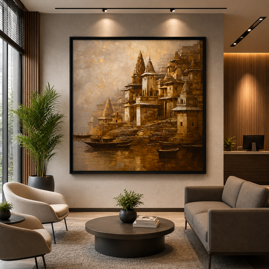 Banaras Ghats Canvas Artwork for Stylish Home Wall Decoration