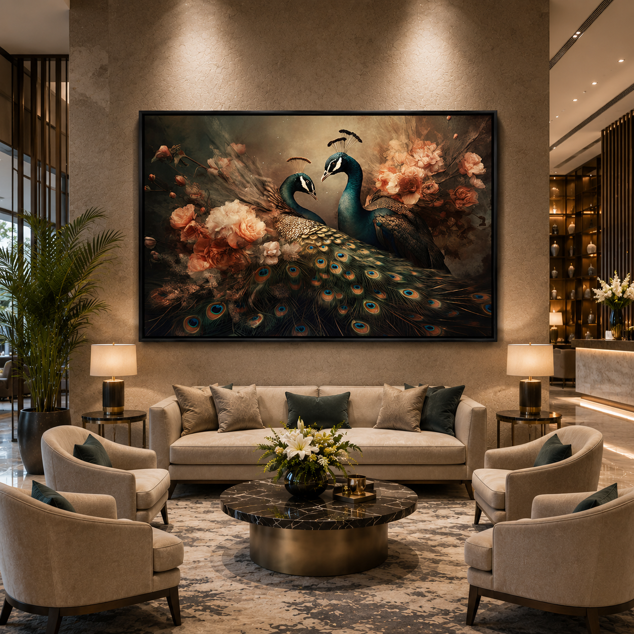 Peacock Vastu Painting Canvas for Wealth and Harmony