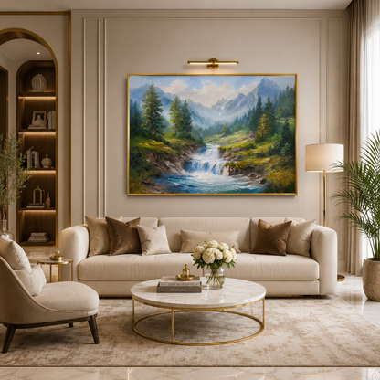 Modern Waterfall Canvas Painting for Luxury Wall Decoration