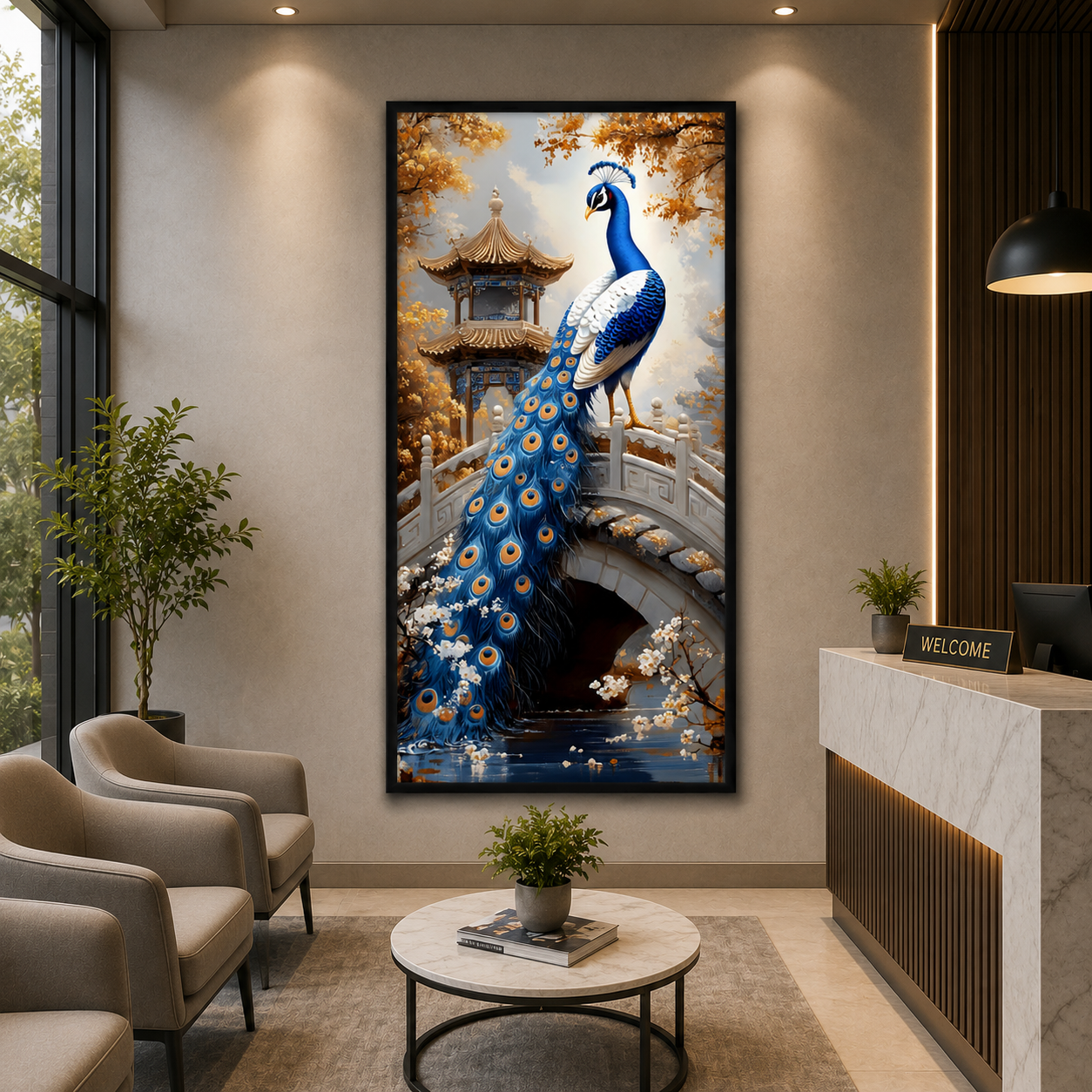 Peacock Vastu Wall Painting Canvas Art for Luxury Home Decor
