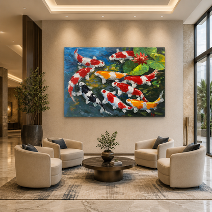 Feng Shui Koi Fish Wall Painting for Positive Energy Decor