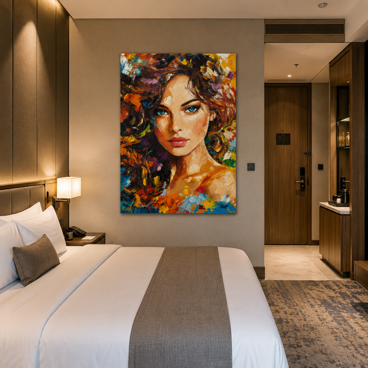 Elegant Woman Portrait Abstract Canvas Wall Art Painting