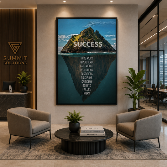 Success Iceberg Motivational Wall Art Canvas Print for Office