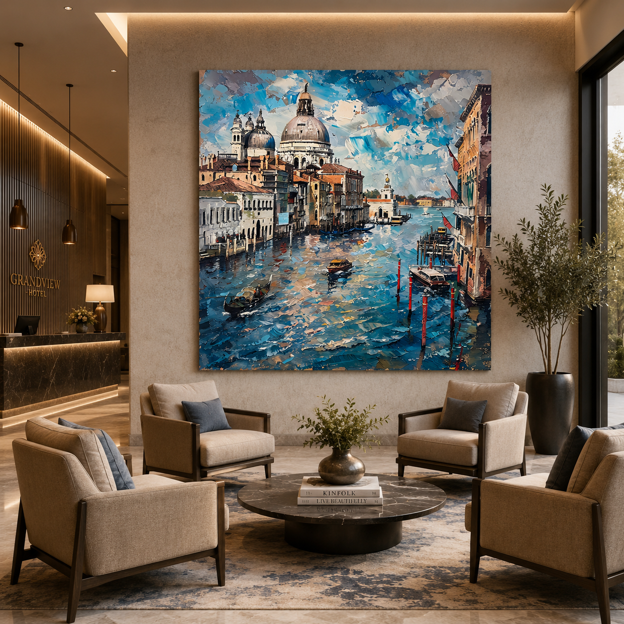 Venice Canal Cityscape Canvas Wall Art Painting