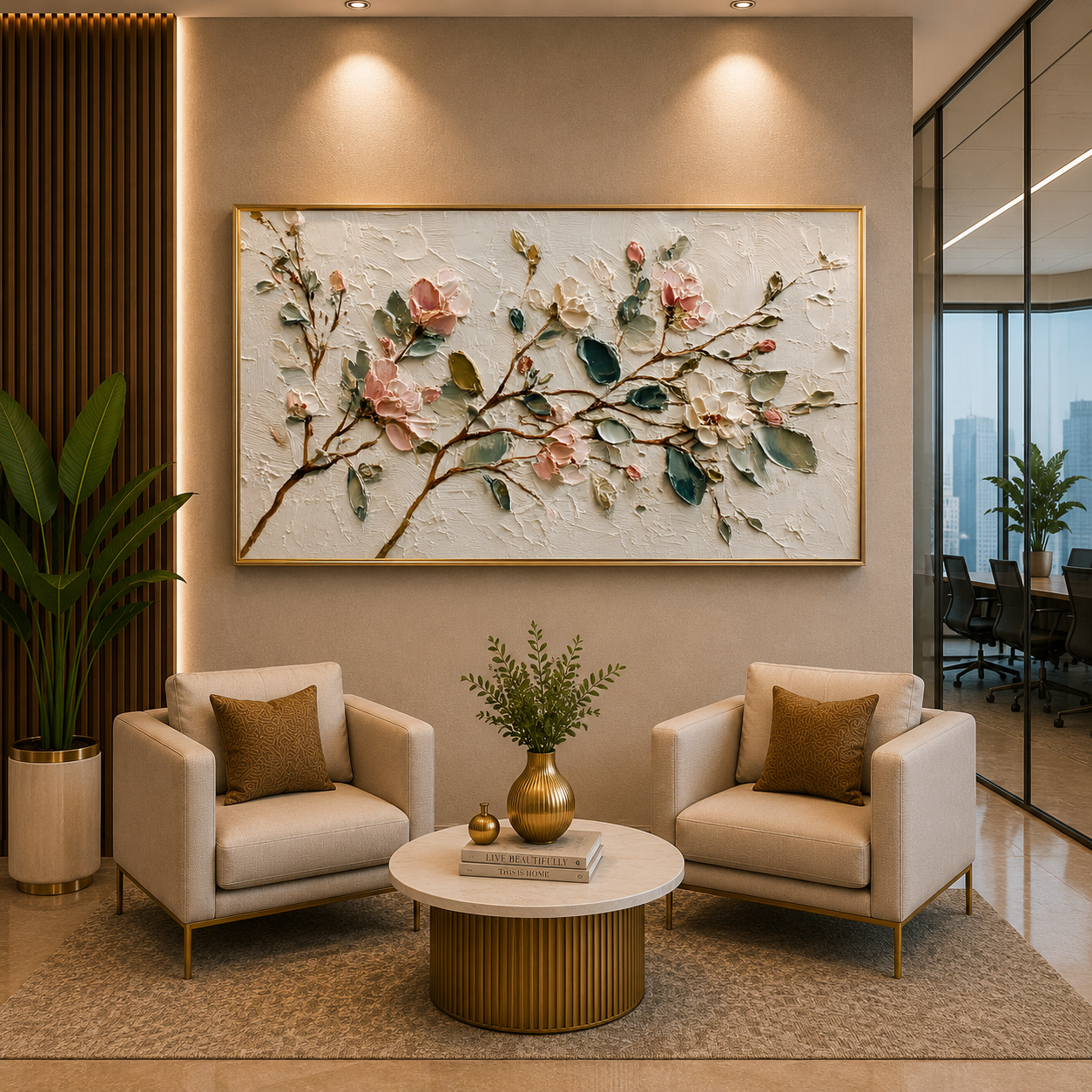 Elegant Cherry Blossom Branch Wall Art Canvas for Modern Interiors