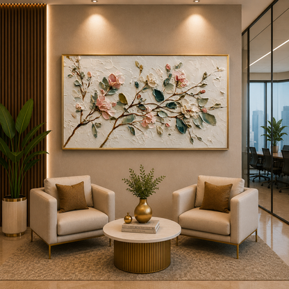 Elegant Cherry Blossom Branch Wall Art Canvas for Modern Interiors