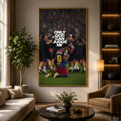 Only God Can Judge Me Motivational Football Canvas Wall Art