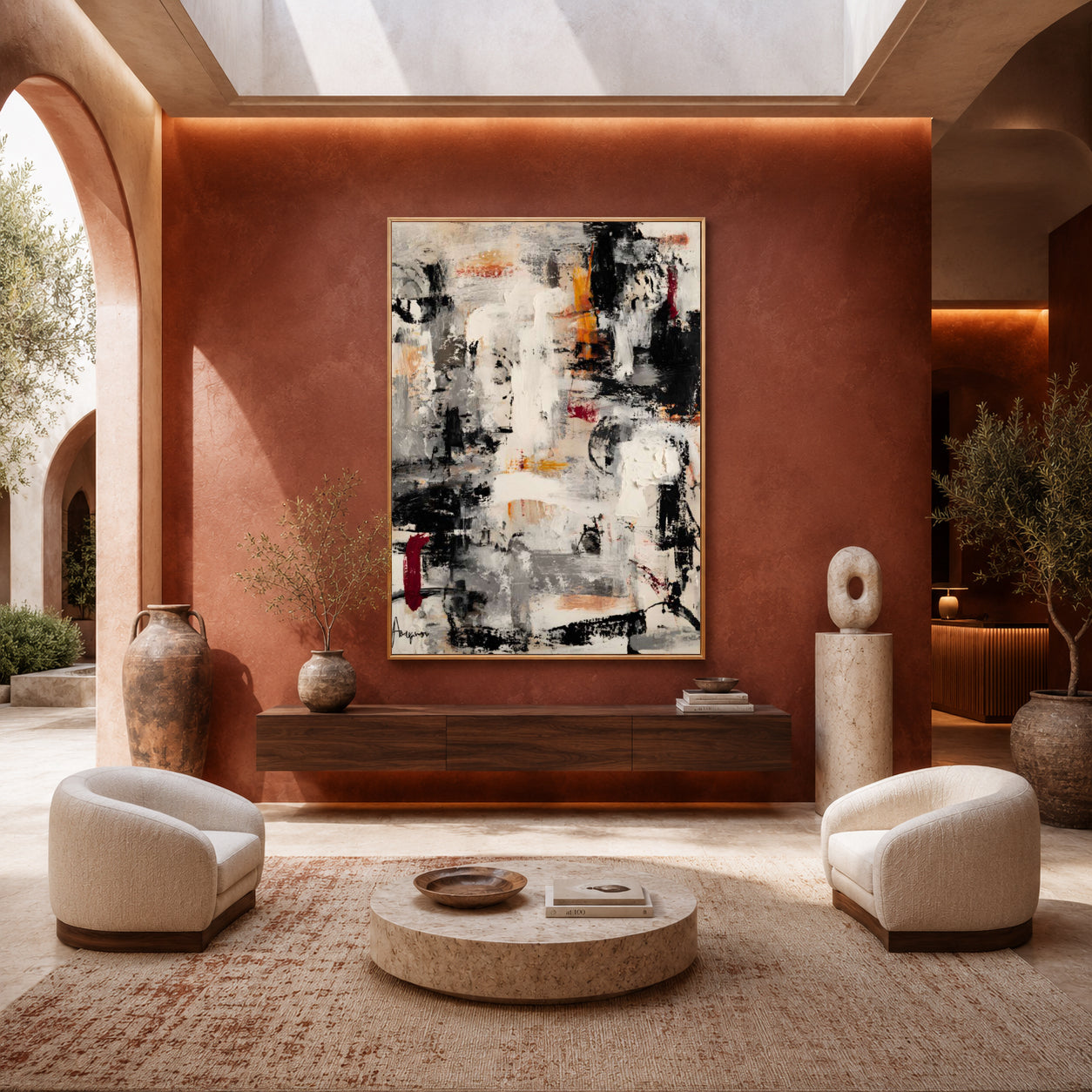 Modern Neutral Abstract Canvas Wall Art Painting