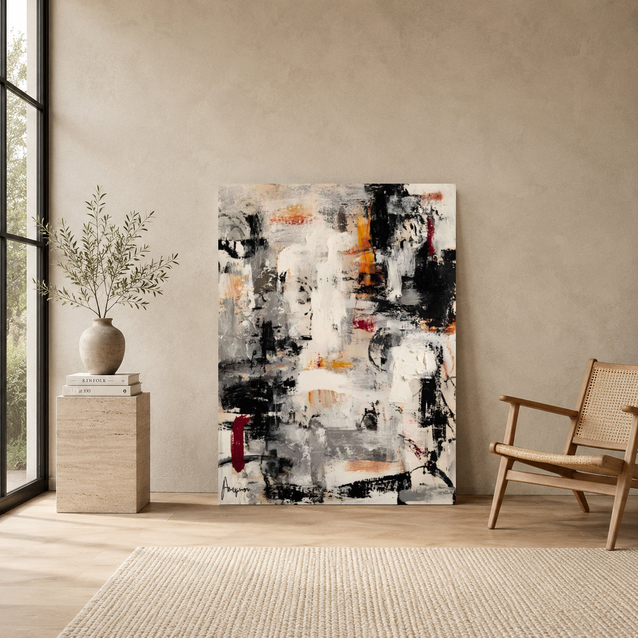 Modern Neutral Abstract Canvas Wall Art Painting