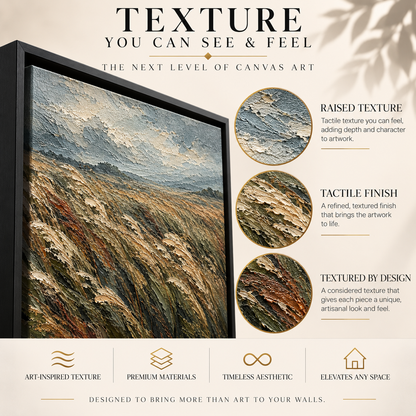 Windswept Meadow Textured Landscape Canvas Art