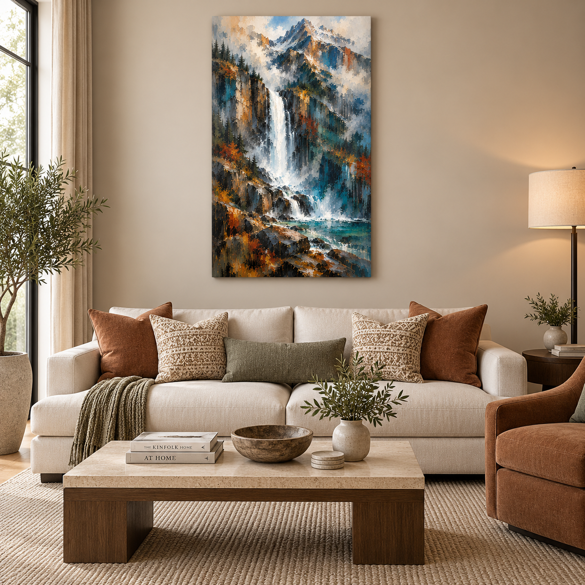 Untamed Heights Waterfall Mountain Canvas Wall Art