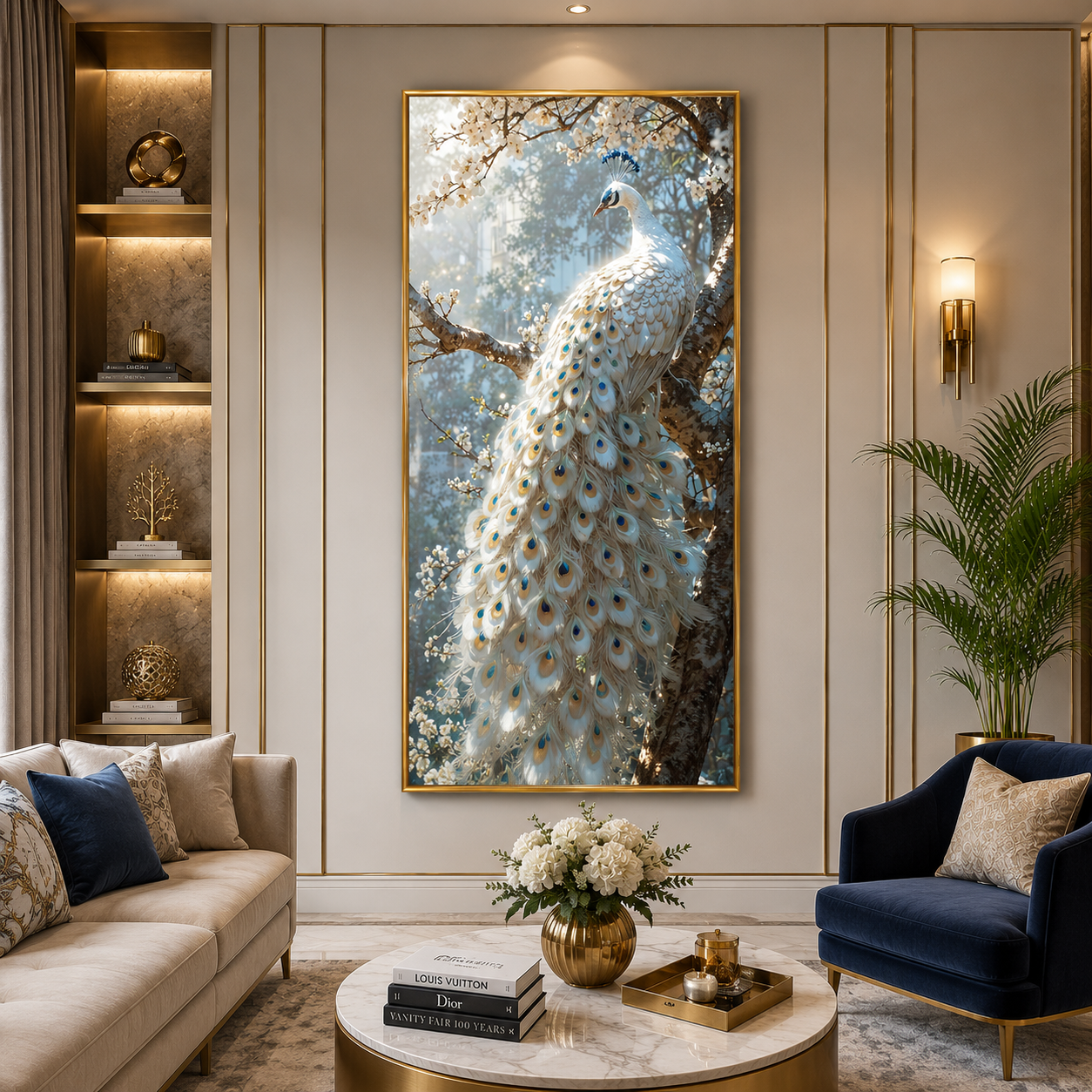Vibrant Peacock Painting Canvas for Home and Office